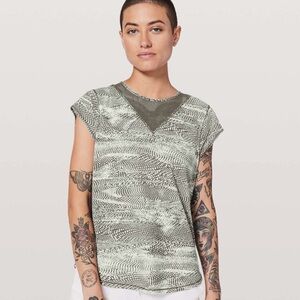 Lululemon For The Run Tee Swerve Vapor Metal Grey Running Top Approx 6
